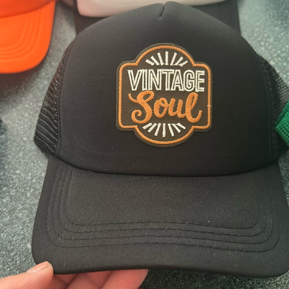 Handmade hat with patch on front